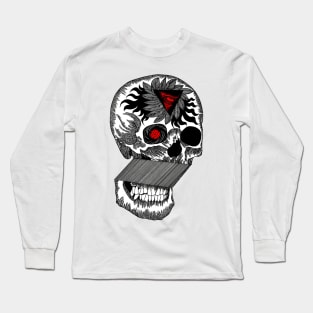 Glitched Skull Long Sleeve T-Shirt